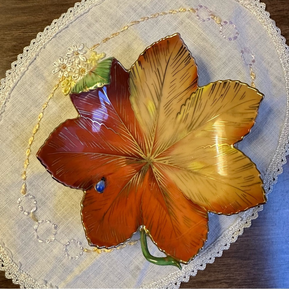 Vintage Chubu China Trinket Dish Occupied Japan Japanese Maple Leaf 🍁 Fall